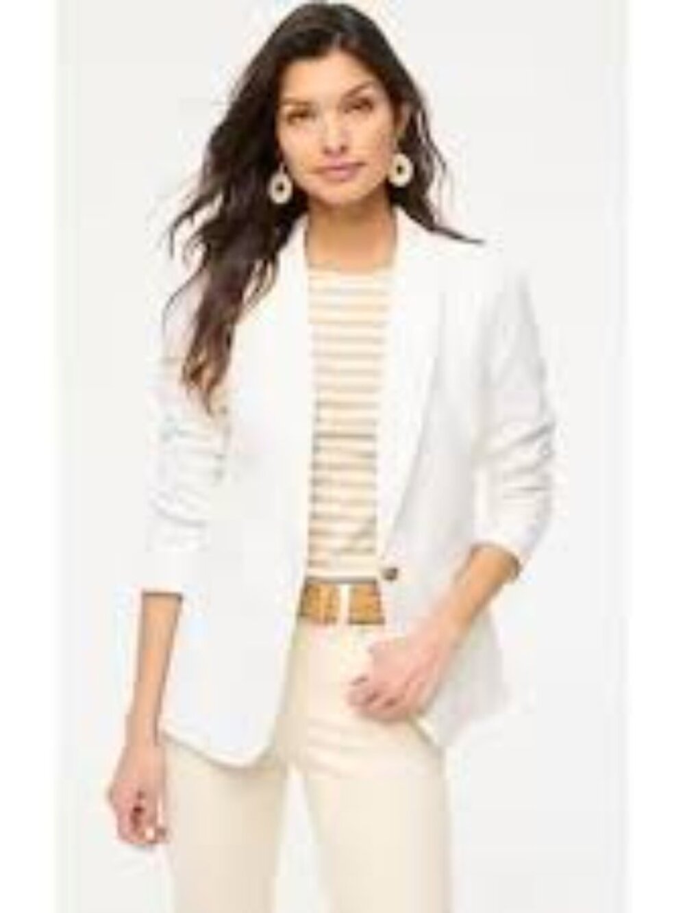 J Crew White Linen One Button Blazer Size 12p NWT